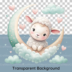 Nursery Animals Crescent Moon Clipart Bundle - CraftNest - Digital Crafting and Art