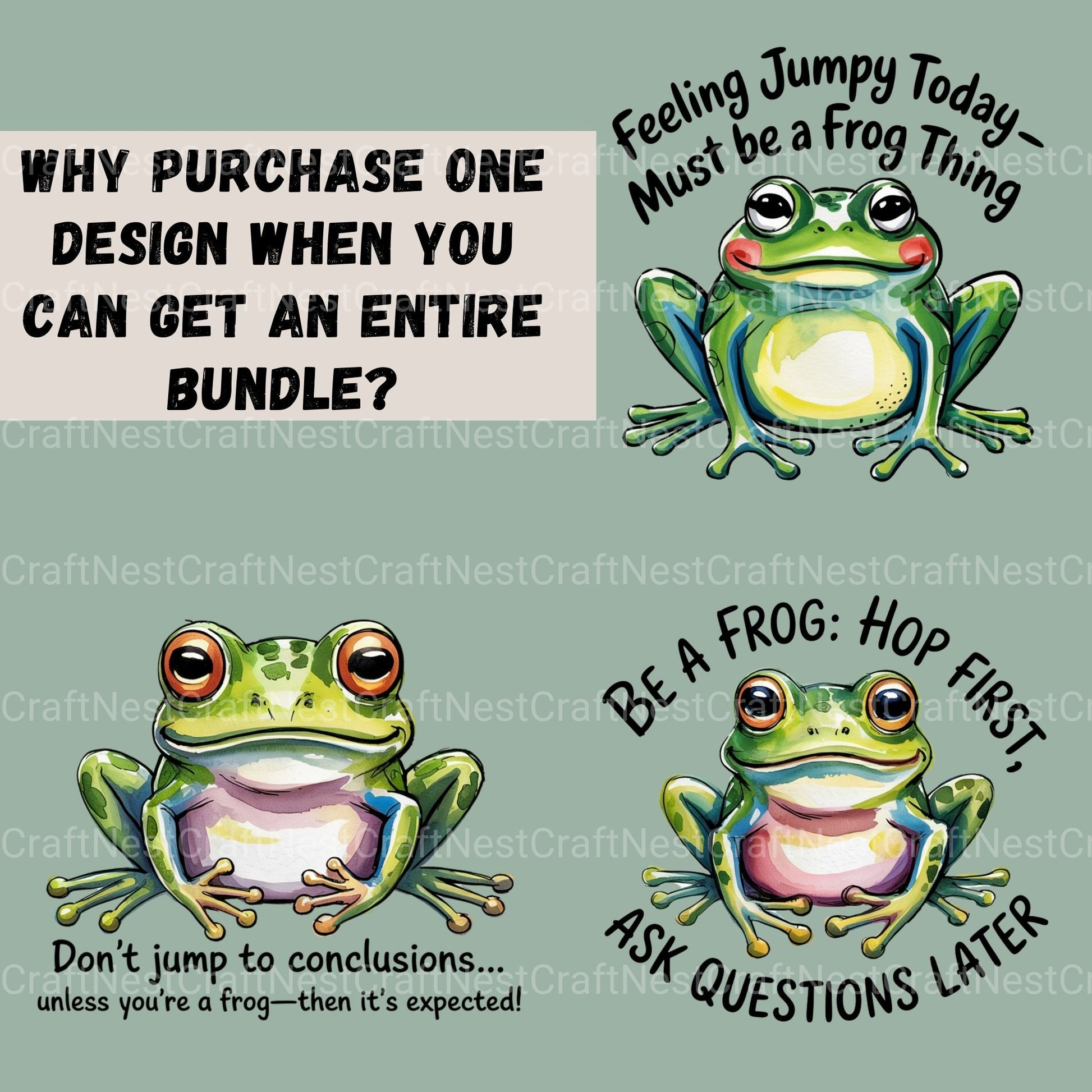 Funny Frog Quotes Clipart Bundle - CraftNest - Digital Crafting and Art
