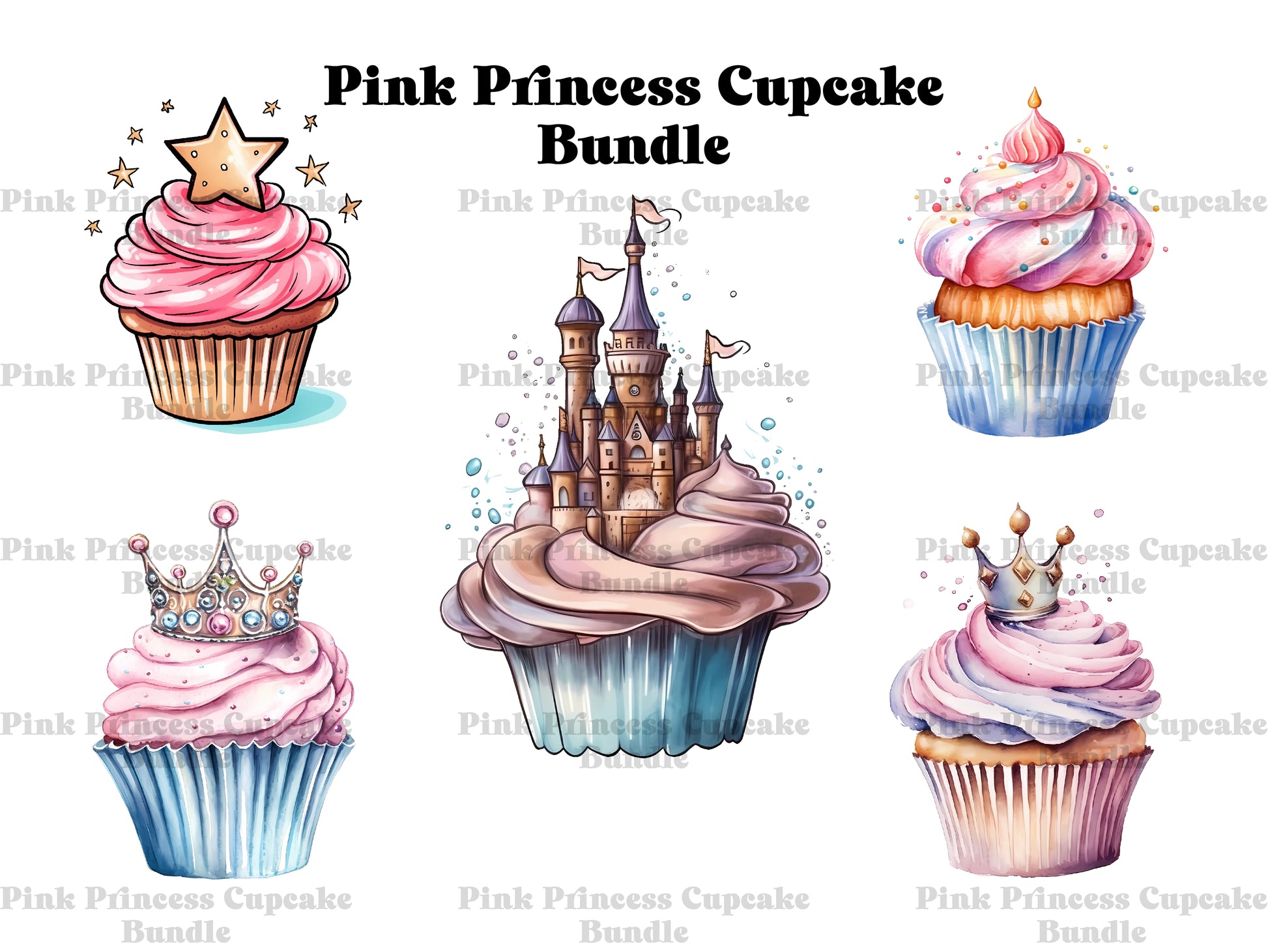 Pink Princess Cupcakes Clipart - CraftNest