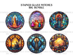 Stained Glass Witches Clipart - CraftNest