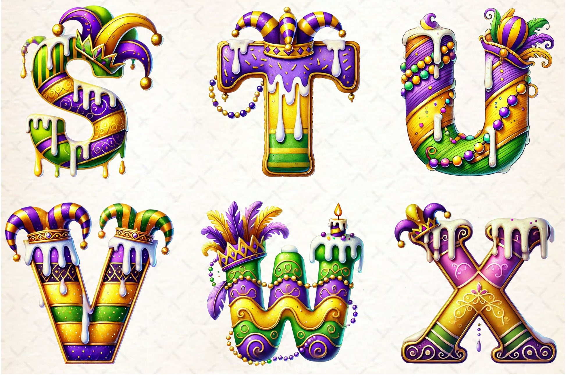 Mardi Gras Alphabet Clipart Bundle - CraftNest - Digital Crafting and Art