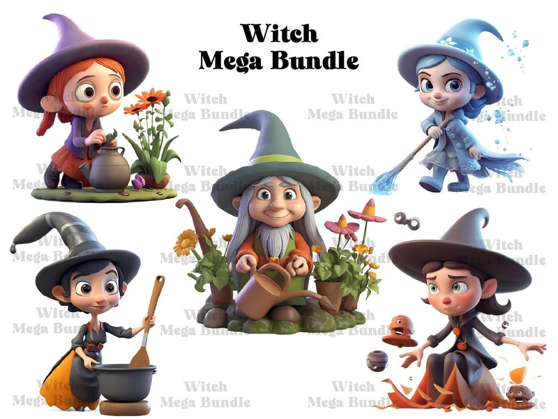 Cute Witches Clipart - CraftNest