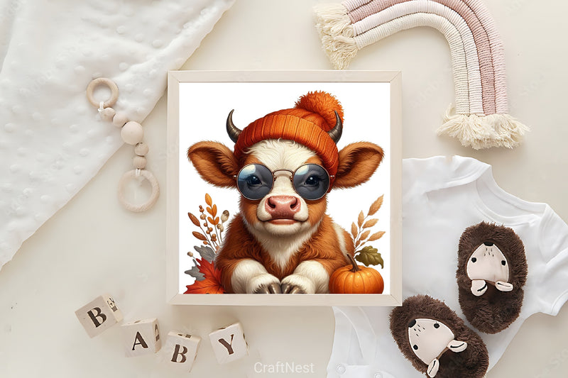 Autumn Baby Cow Clipart Bundle - CraftNest - Digital Crafting and Art