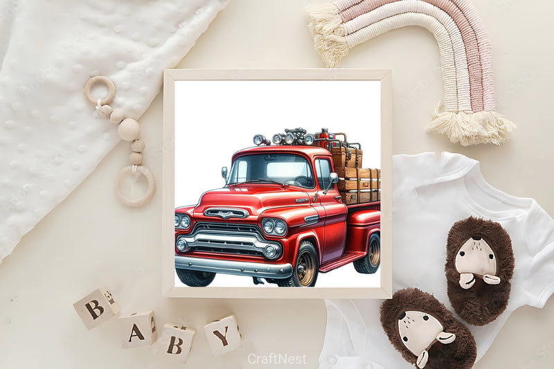 Red Pickup Truck Clipart Bundle - CraftNest - Digital Crafting and Art