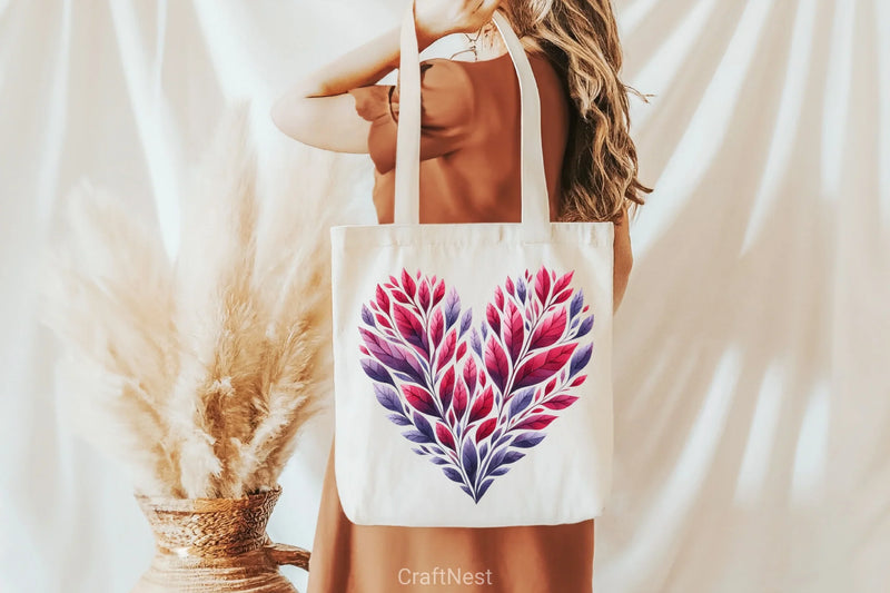 Heart Shaped Purple Leaf Clipart Bundle - CraftNest - Digital Crafting and Art