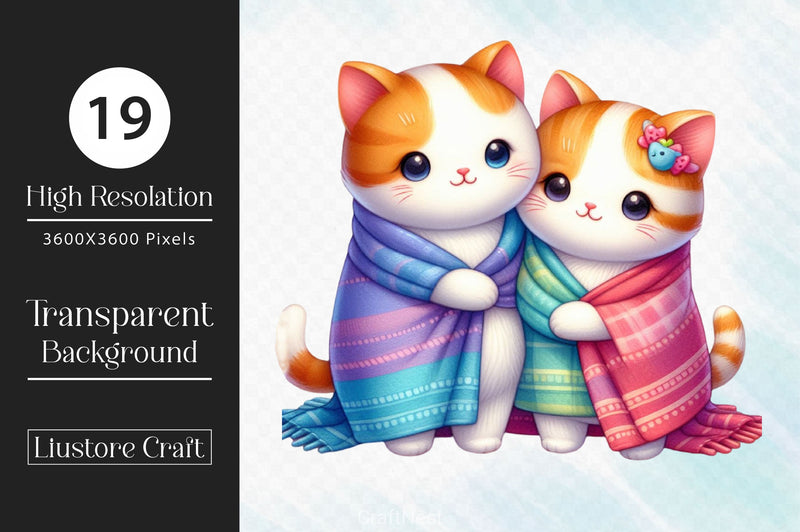 Couple Cat Clipart Bundle - CraftNest - Digital Crafting and Art