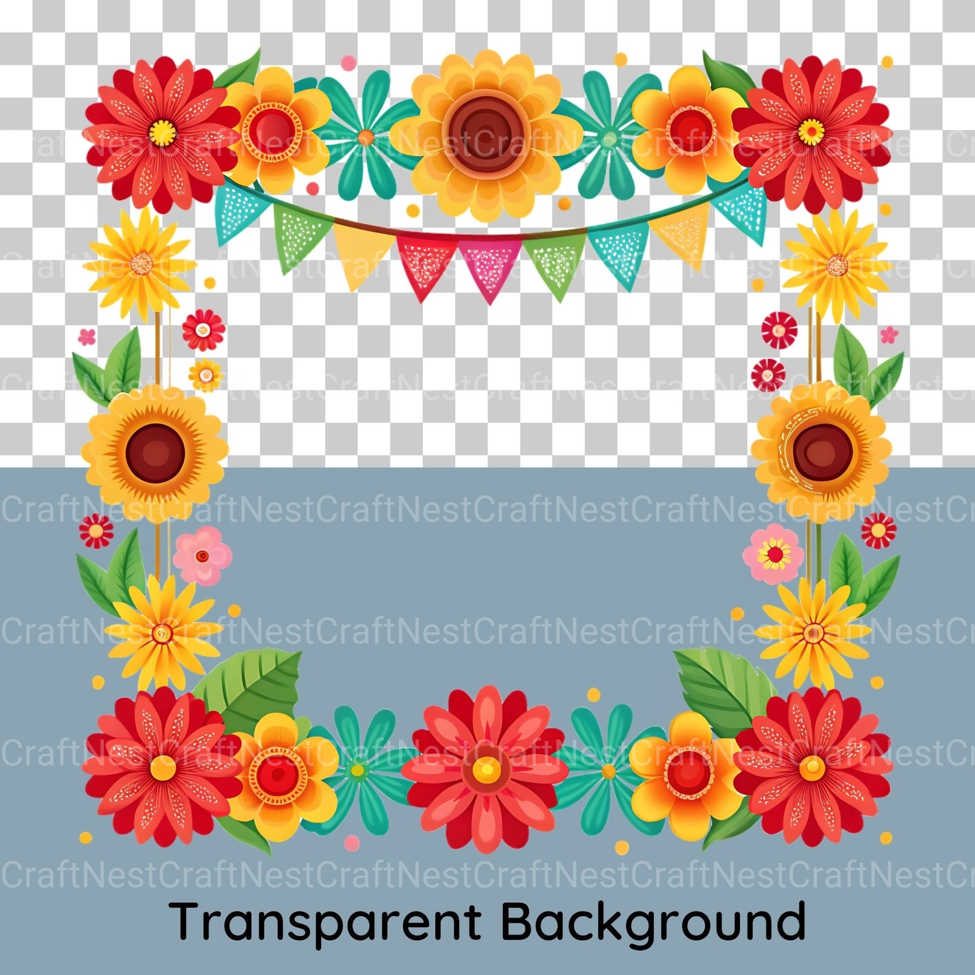 Fiesta Flower Frames Clipart Bundle - CraftNest - Digital Crafting and Art