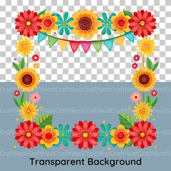 Fiesta Flower Frames Clipart Bundle - CraftNest - Digital Crafting and Art