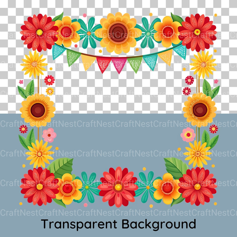 Fiesta Flower Frames Clipart Bundle - CraftNest - Digital Crafting and Art