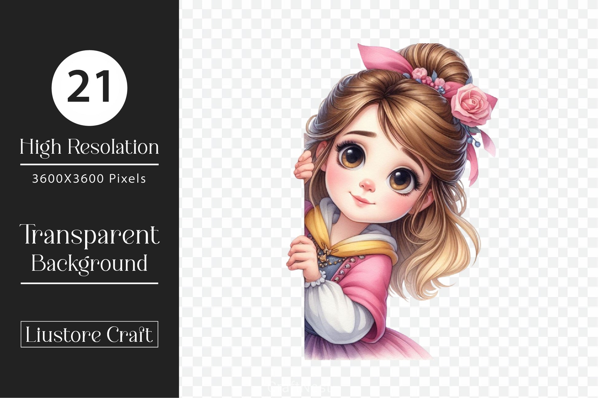 Peeking Around Girl Clipart Bundle - CraftNest - Digital Crafting and Art