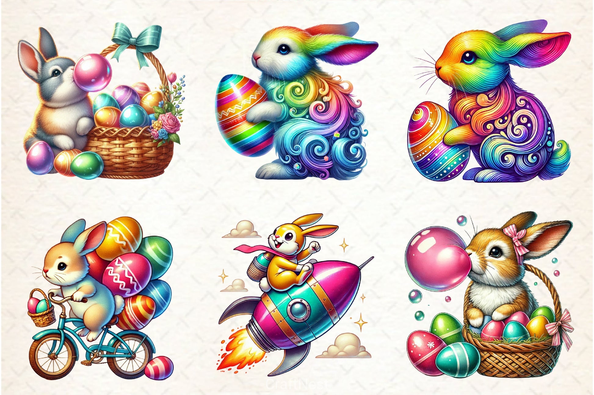 Funny Easter Bunnies Clipart Bundle - CraftNest - Digital Crafting and Art