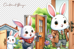 Rabbit Open The Door Clipart Bundle - CraftNest - Digital Crafting and Art