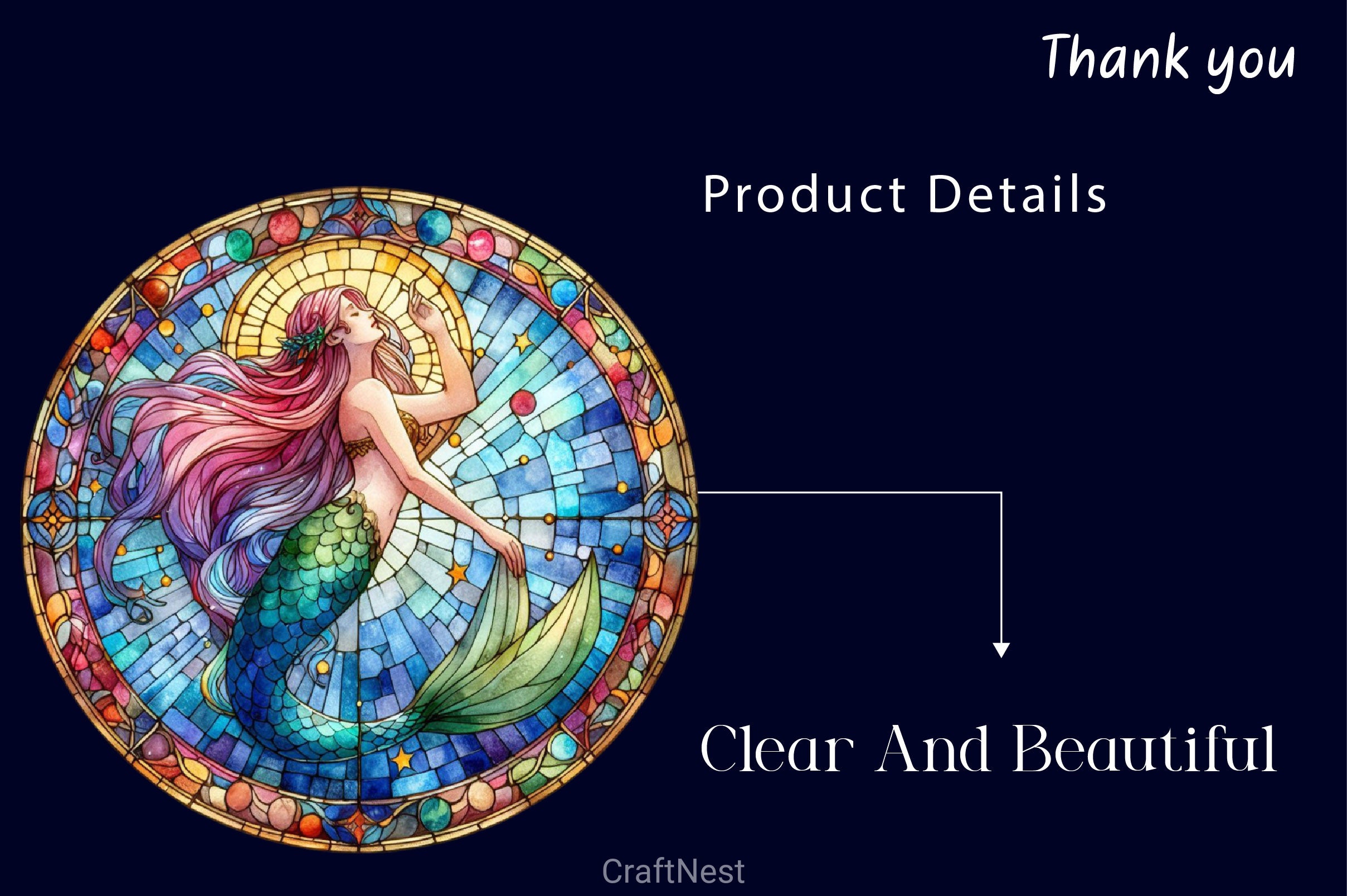 Stained Glass Mermaid Wind Spinner Clipart Bundle - CraftNest - Digital Crafting and Art