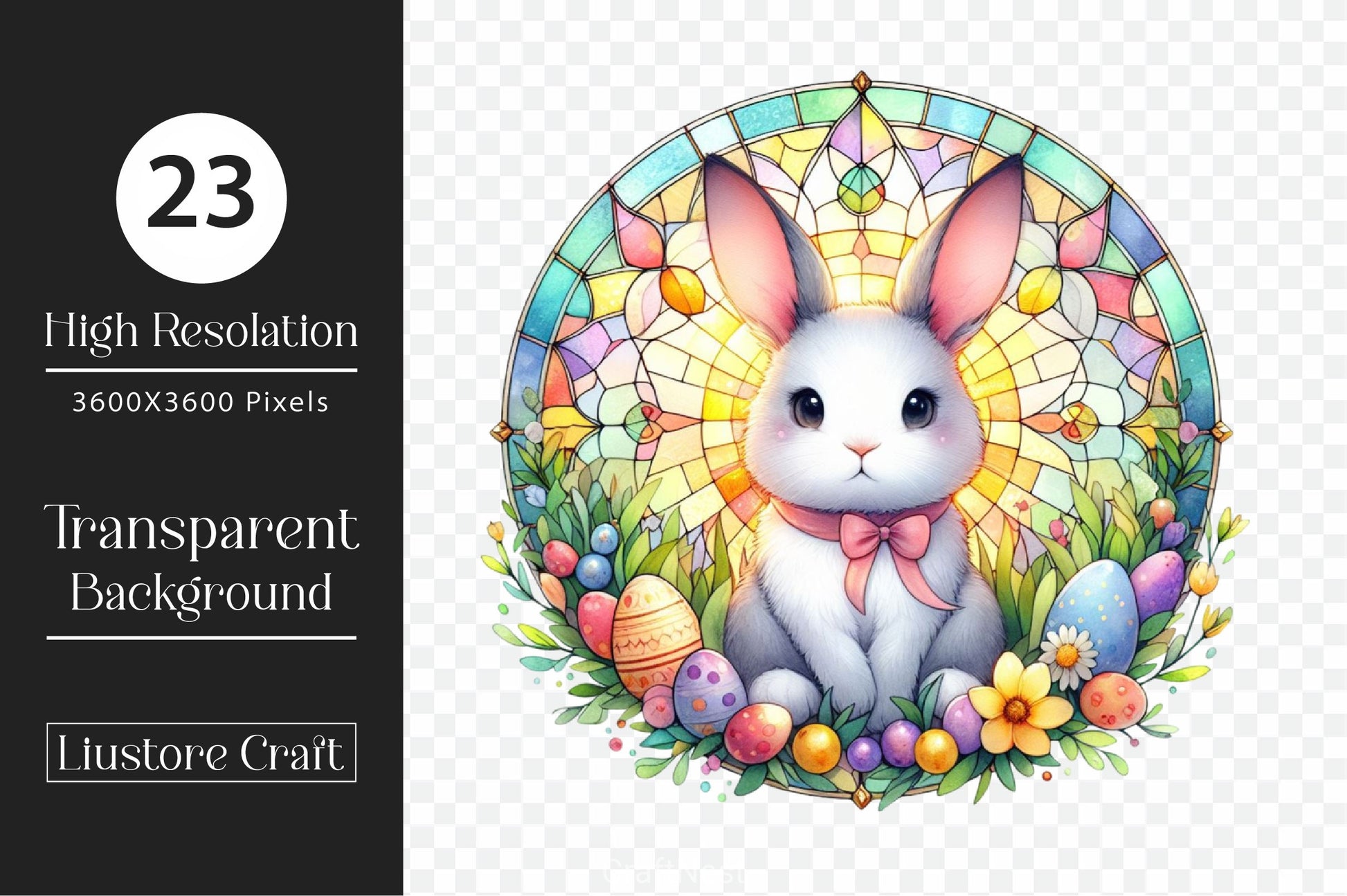 Stained Glass Easter Bunny Clipart Bundle - CraftNest - Digital Crafting and Art