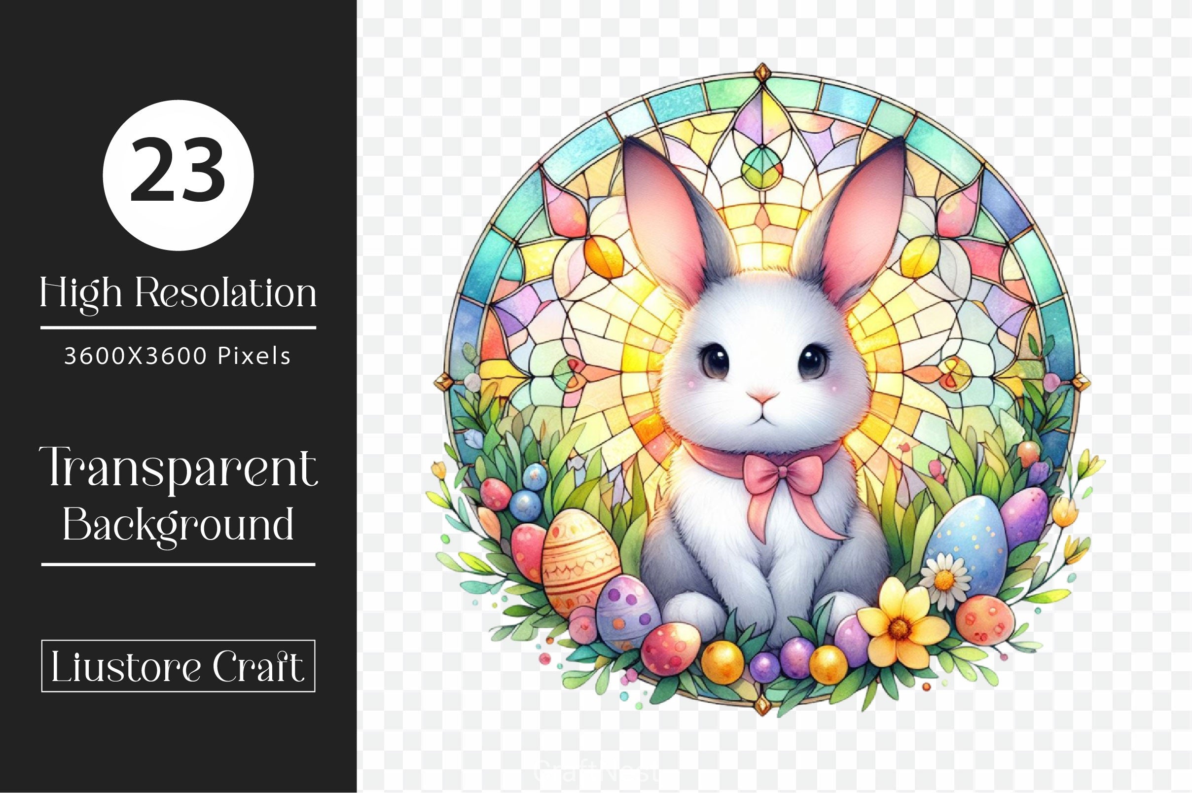 Stained Glass Easter Bunny Clipart Bundle - CraftNest - Digital Crafting and Art