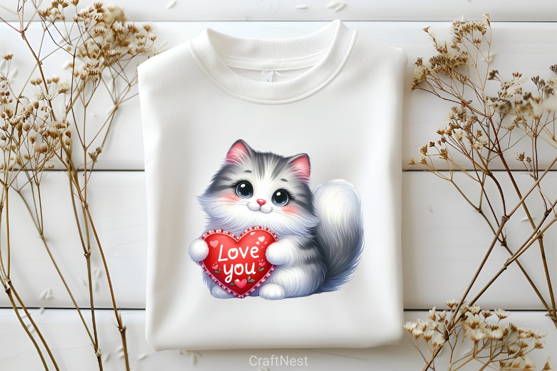 Love You Cat Valentine's Day Clipart Bundle 9 - CraftNest - Digital Crafting and Art