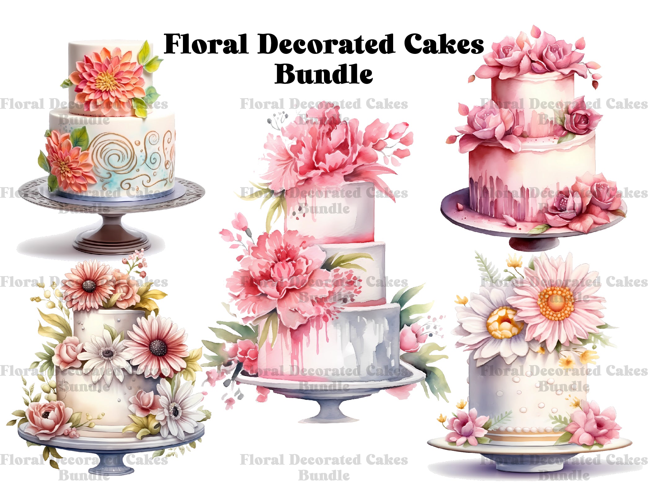 Floral Decorated Cakes Clipart - CraftNest