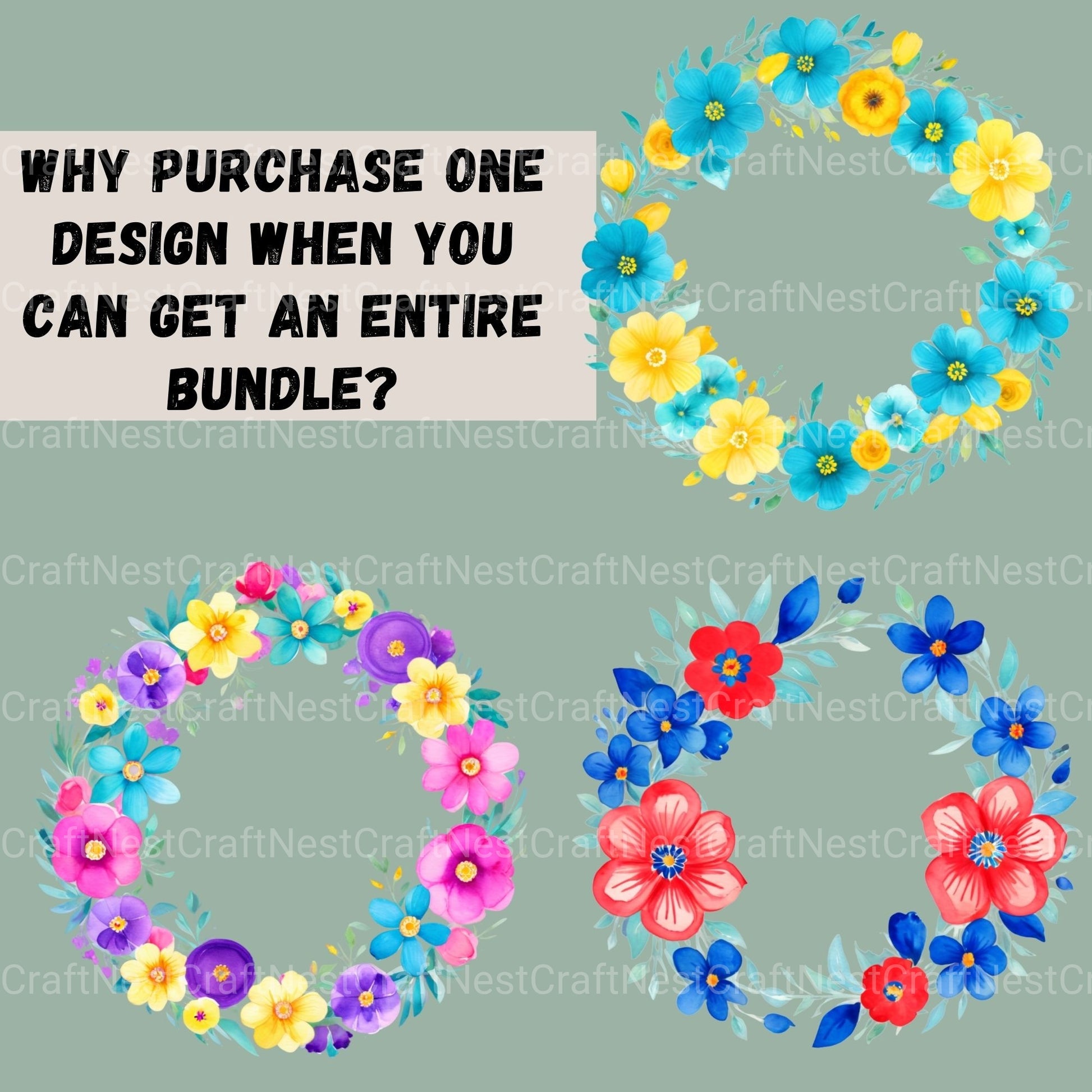 Floral Borders Circle 16 Clipart Bundle - CraftNest - Digital Crafting and Art