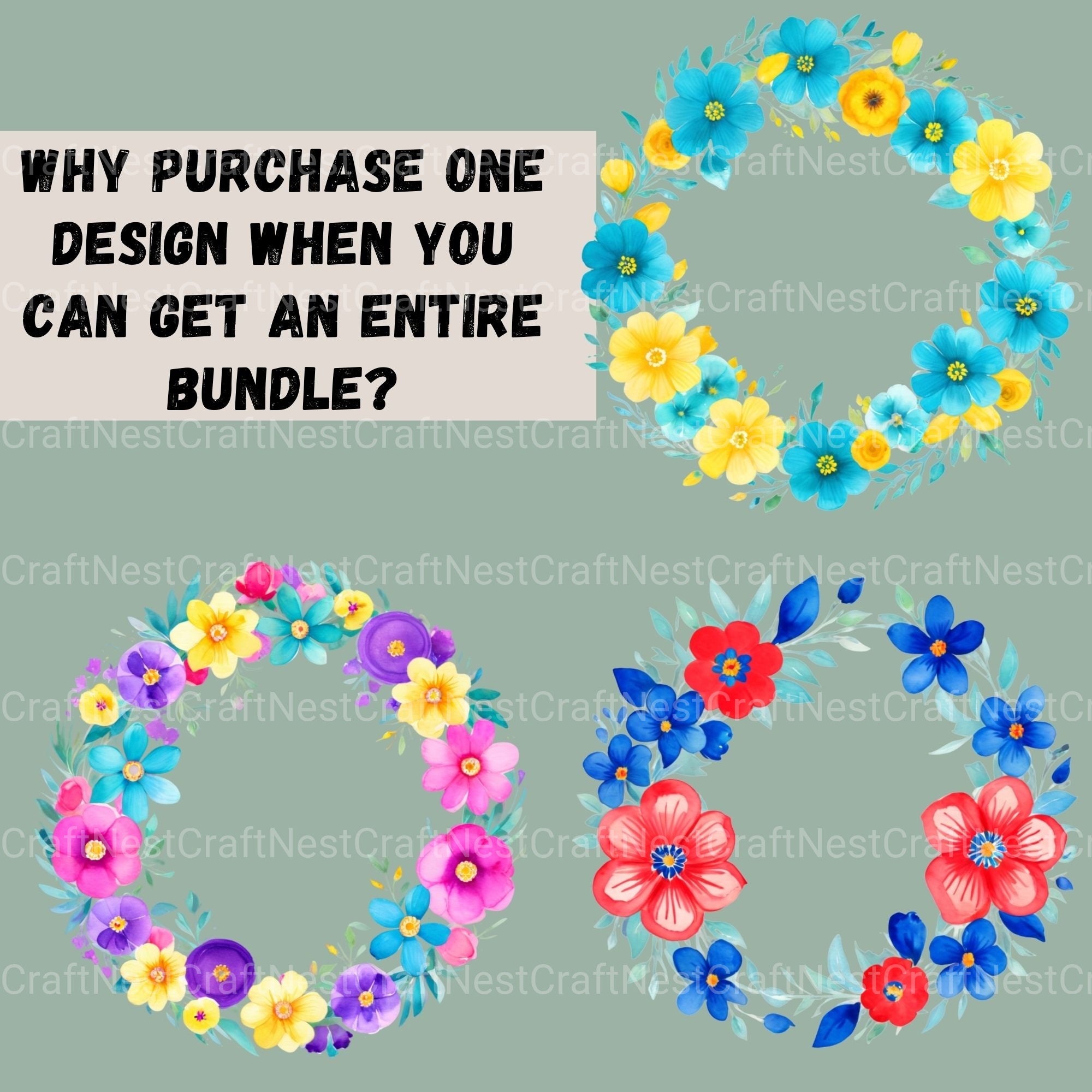 Floral Borders Circle 16 Clipart Bundle - CraftNest - Digital Crafting and Art