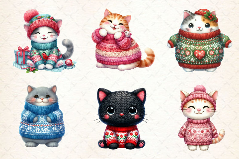 Cute Christmas Cat Clipart Bundle - CraftNest - Digital Crafting and Art