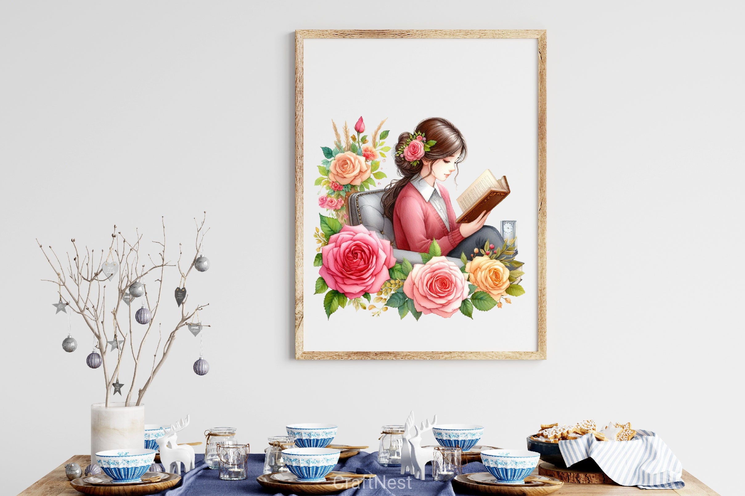 Beautiful Girl Reading Clipart Bundle - CraftNest - Digital Crafting and Art
