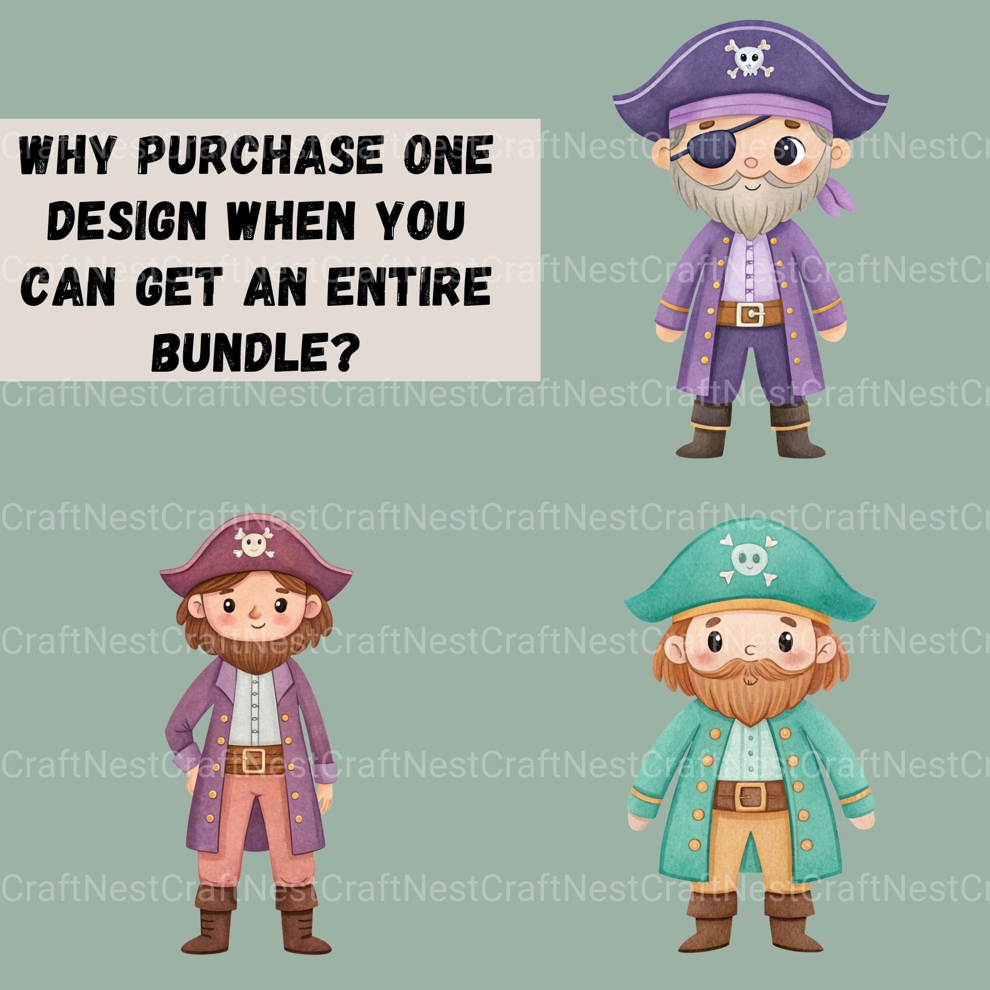 Pirates Little Boys Clipart Bundle - CraftNest - Digital Crafting and Art