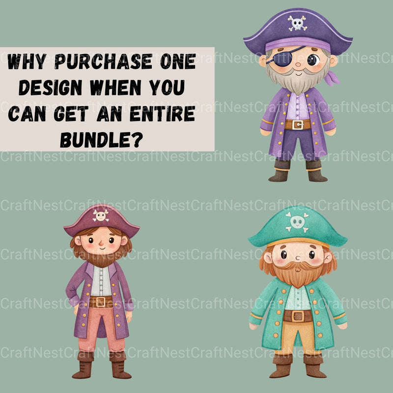 Pirates Little Boys Clipart Bundle - CraftNest - Digital Crafting and Art