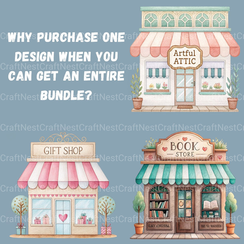 Village Shops Clipart Bundle - CraftNest - Digital Crafting and Art