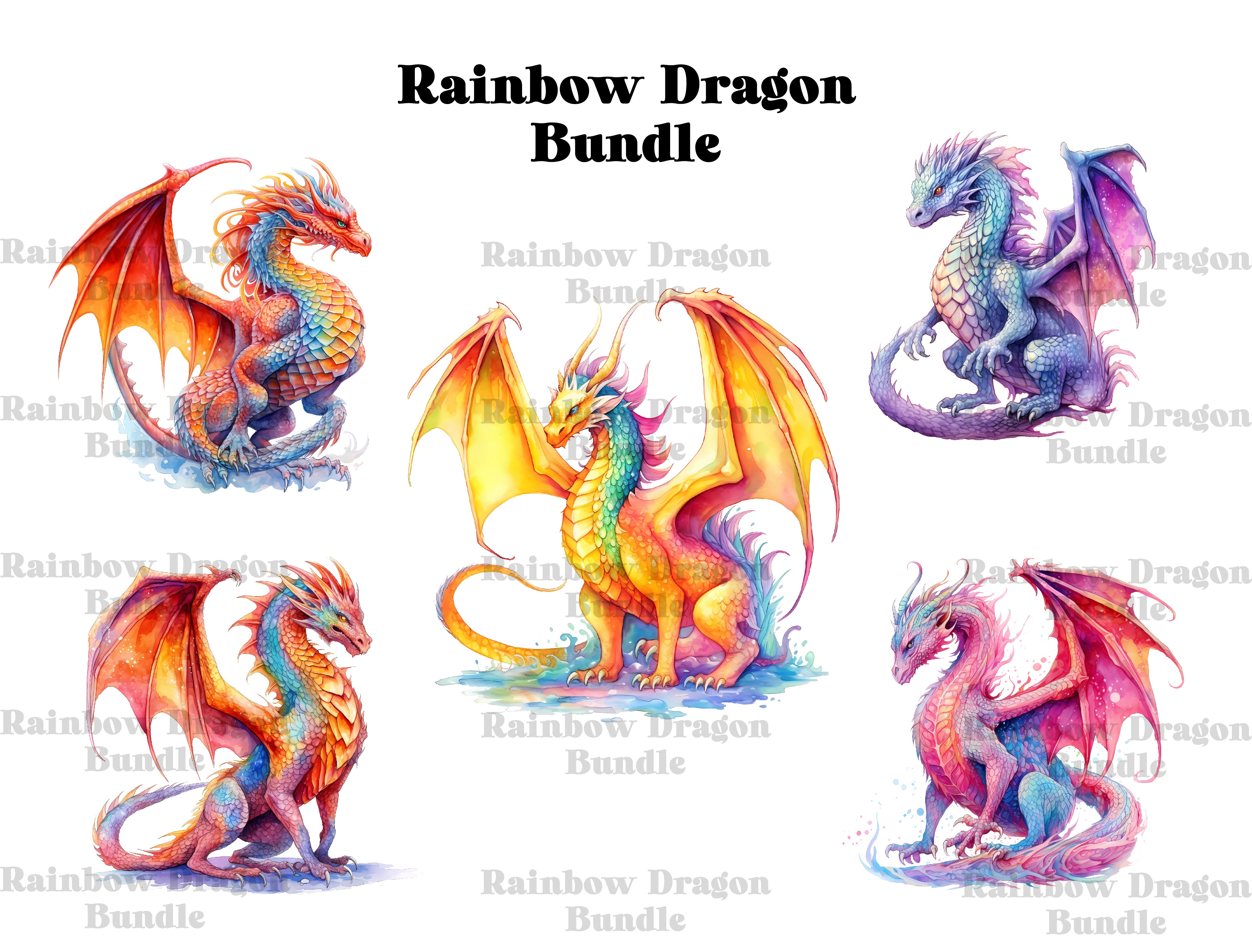 Rainbow Dragon Clipart - CraftNest