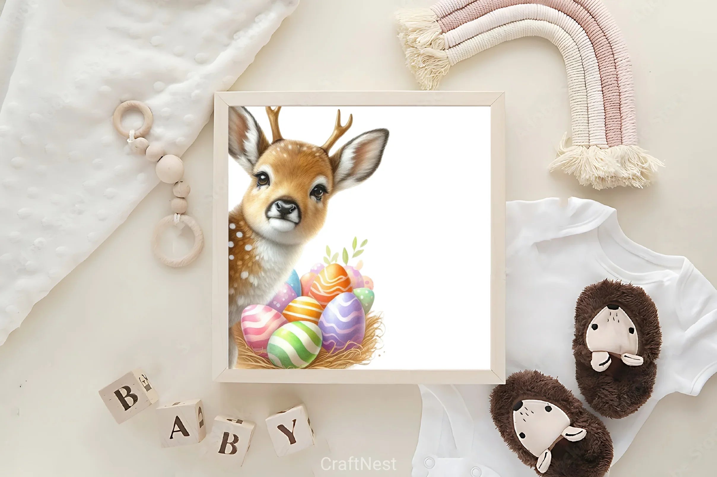 Easter Deer Peeking Clipart Bundle - CraftNest - Digital Crafting and Art