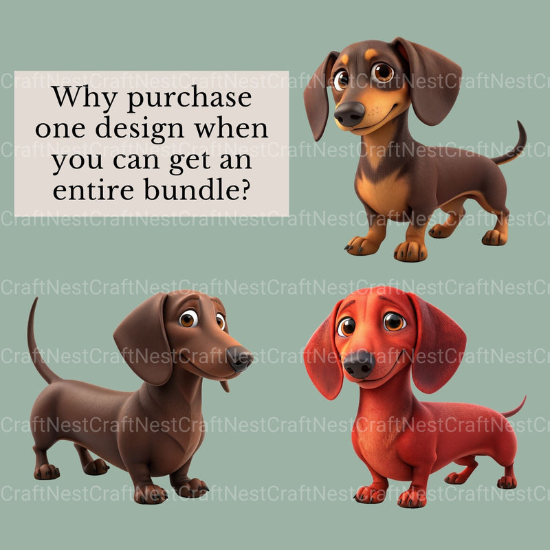 Dachshunds Cartoon Clipart Bundle - CraftNest - Digital Crafting and Art