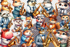 Animal Saxophone Guy Clipart Bundle - CraftNest - Digital Crafting and Art