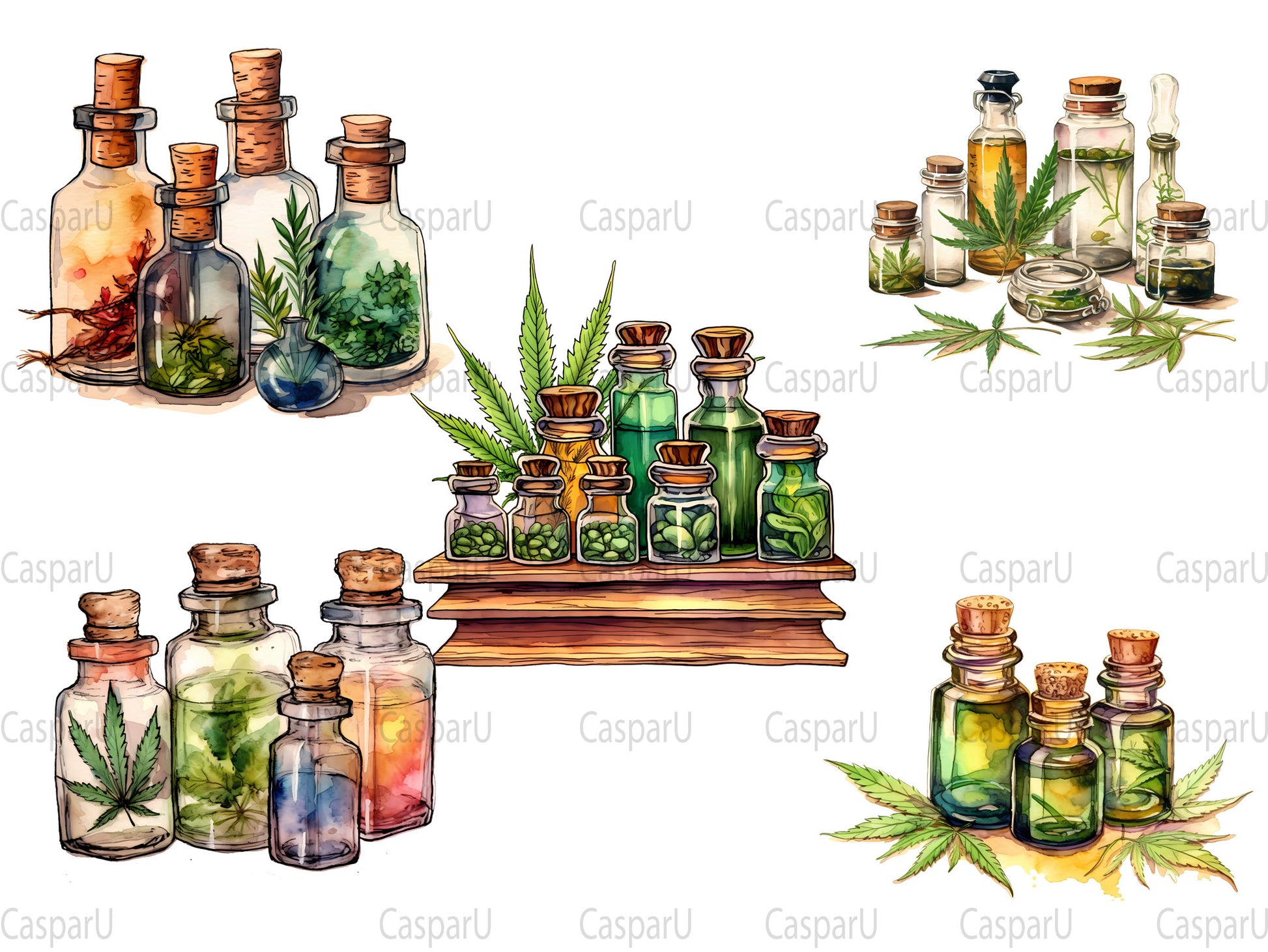 Cannabis Essential Oil Bottles clipart - CraftNest