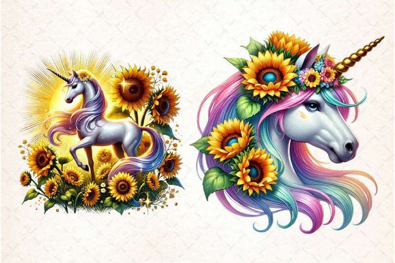 Sunflower Unicorn Clipart Bundle - CraftNest - Digital Crafting and Art