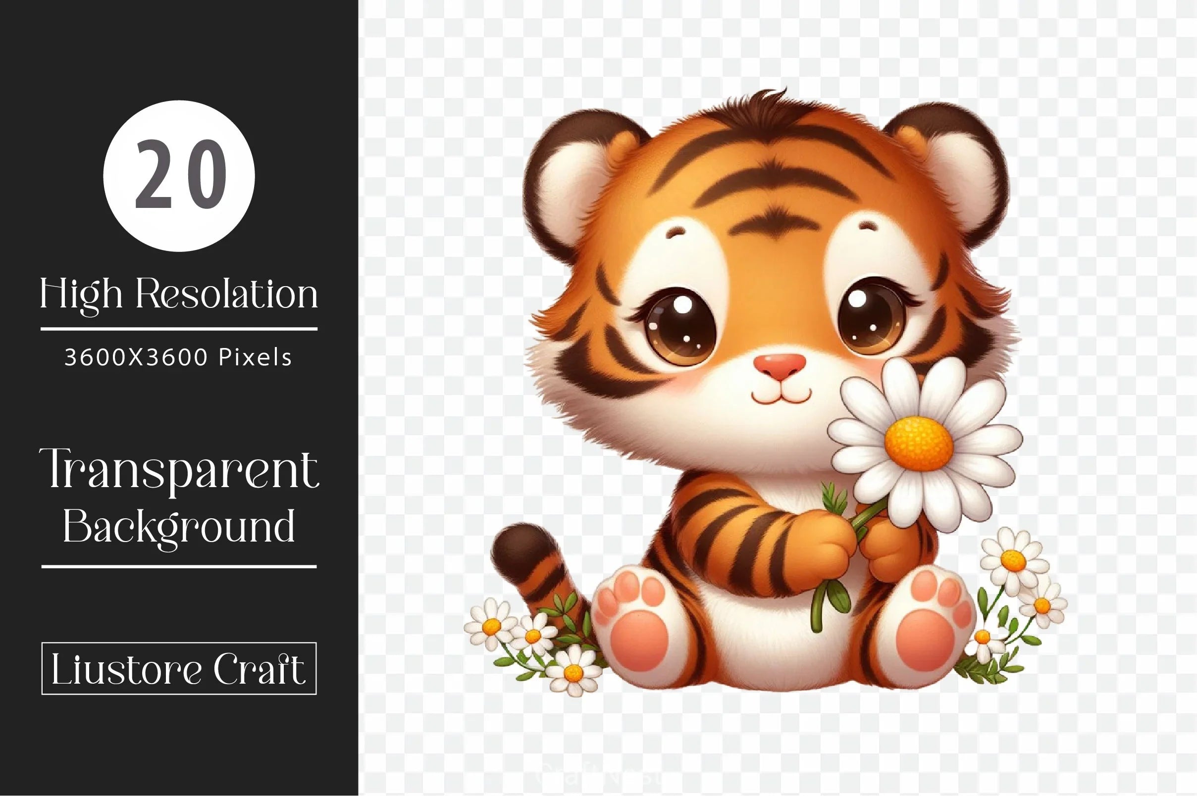 Cute Animals & Daisy Flowers Clipart Bundle 4 - CraftNest - Digital Crafting and Art