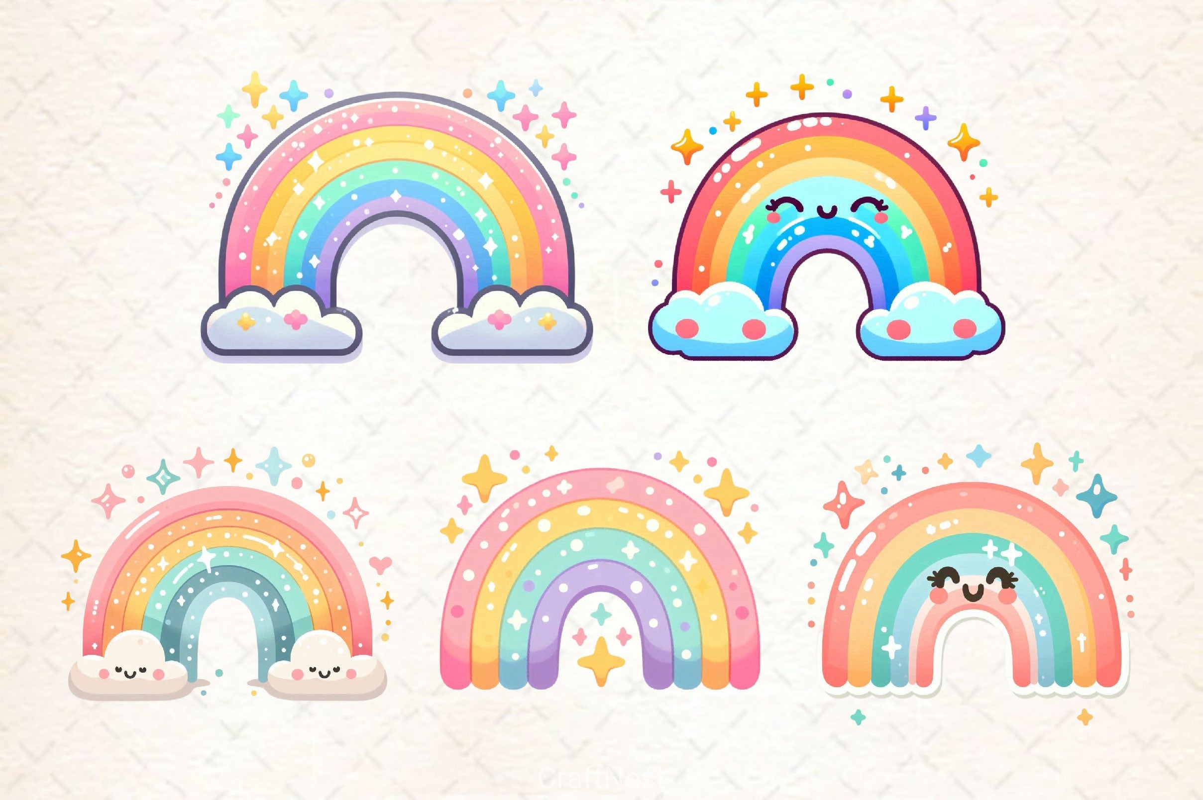 Rainbow Clipart Bundle 1 - CraftNest - Digital Crafting and Art