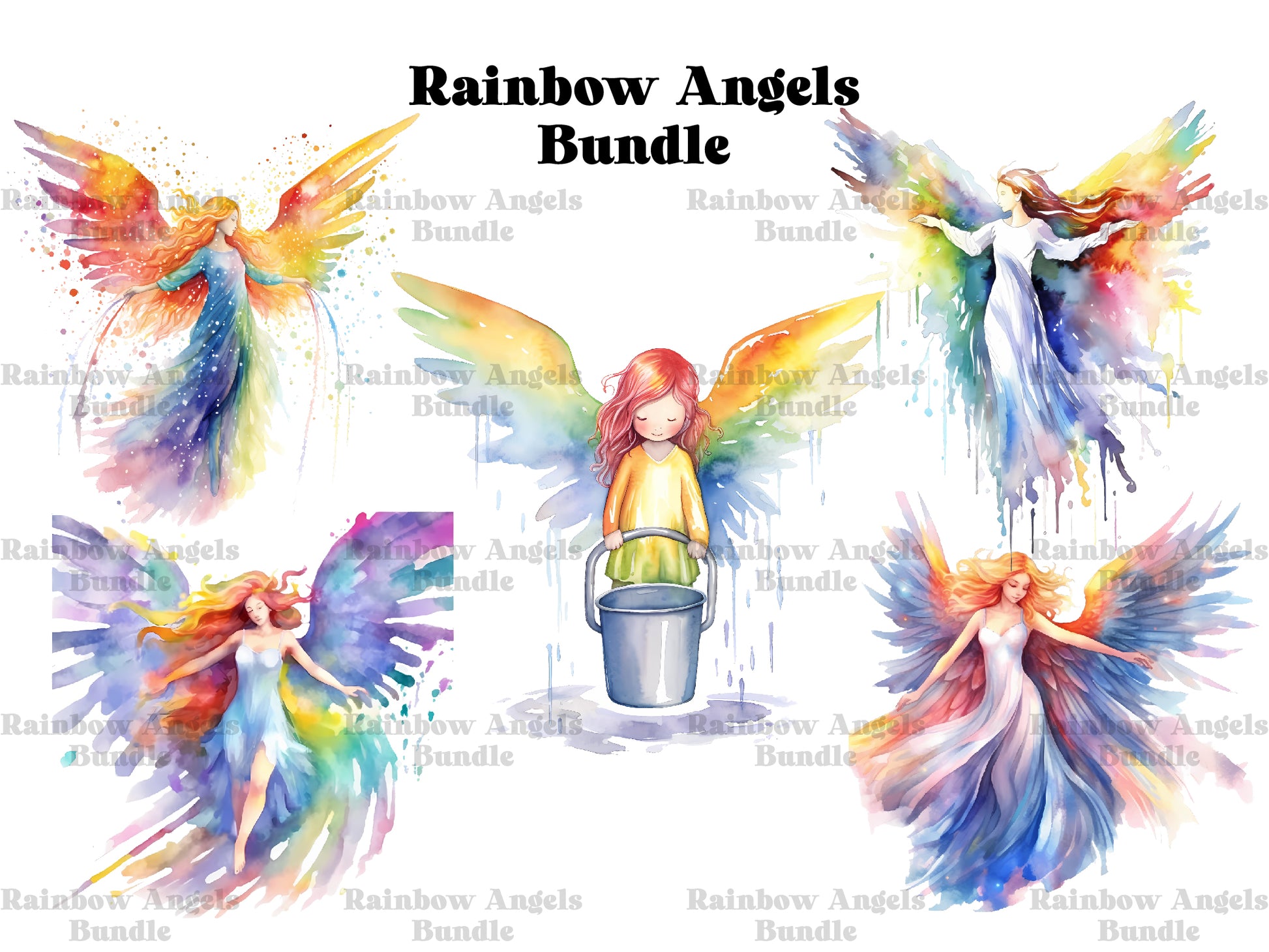 Rainbow Angels Clipart - CraftNest