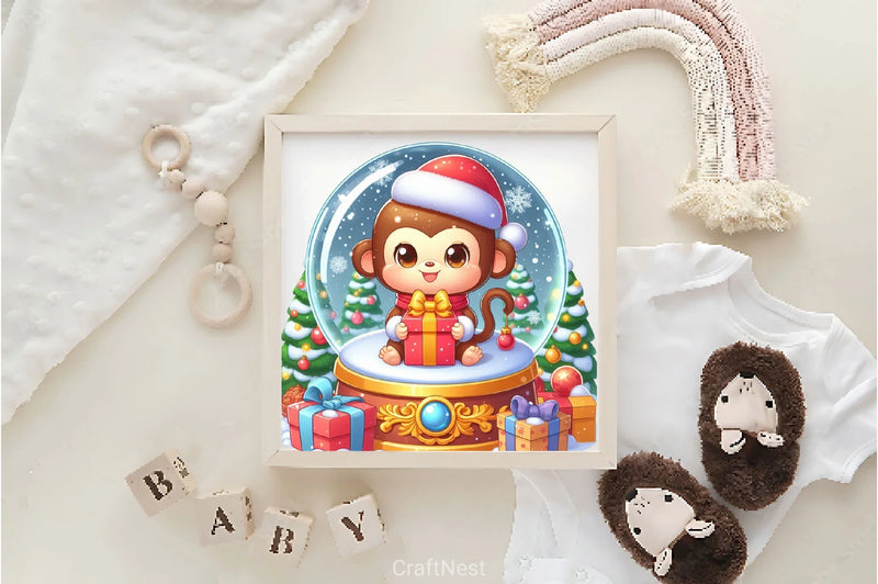 Cute Christmas Monkey Clipart Bundle - CraftNest - Digital Crafting and Art