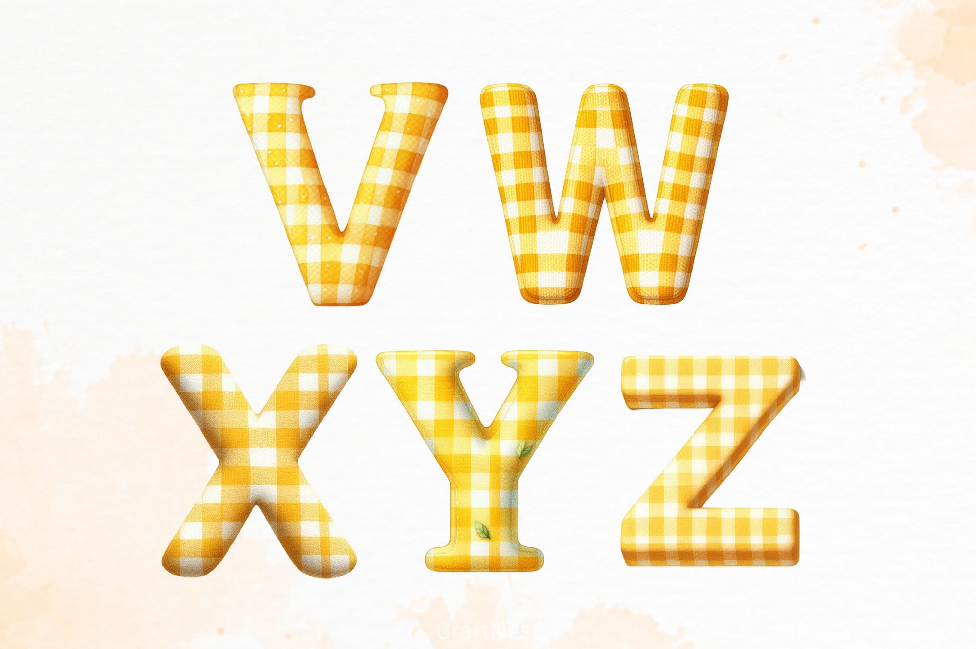 Yellow Gingham Alphabet Clipart Bundle - CraftNest - Digital Crafting and Art
