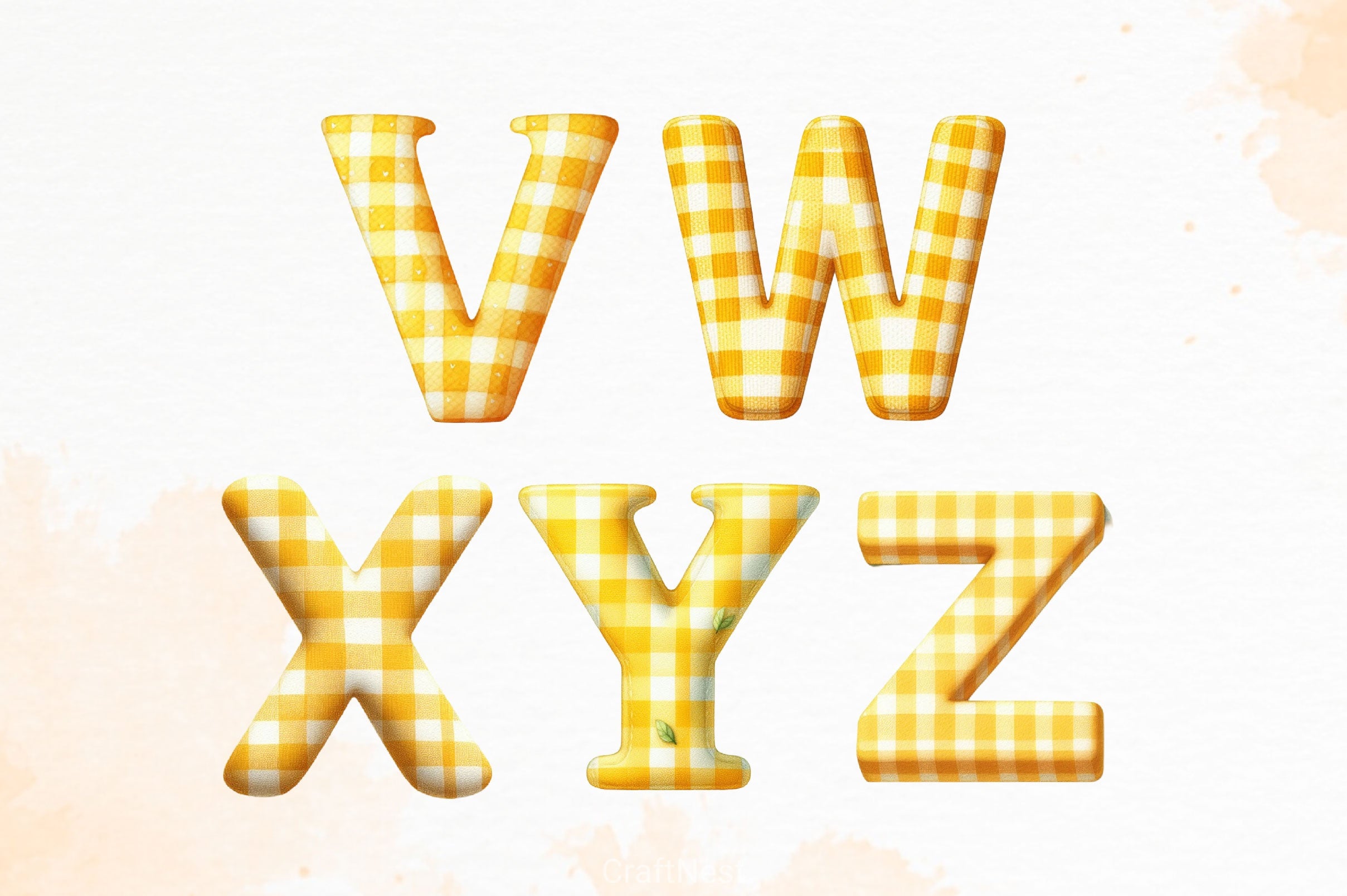 Yellow Gingham Alphabet Clipart Bundle - CraftNest - Digital Crafting and Art