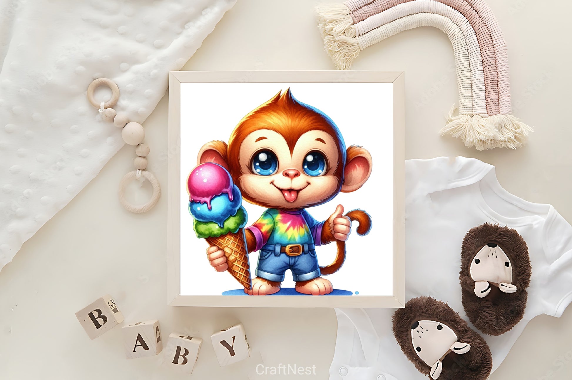 Monkey Ice Cream Clipart Bundle - CraftNest - Digital Crafting and Art