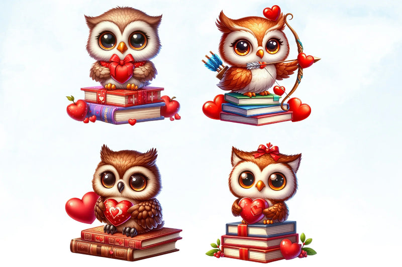 Cute Valentine Owl Clipart Bundle - CraftNest - Digital Crafting and Art