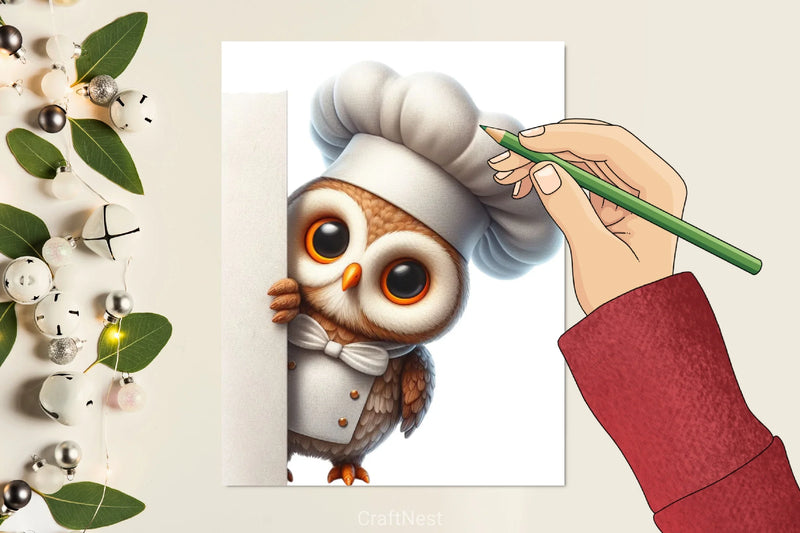 Peeking Chef Owl Clipart Bundle - CraftNest - Digital Crafting and Art