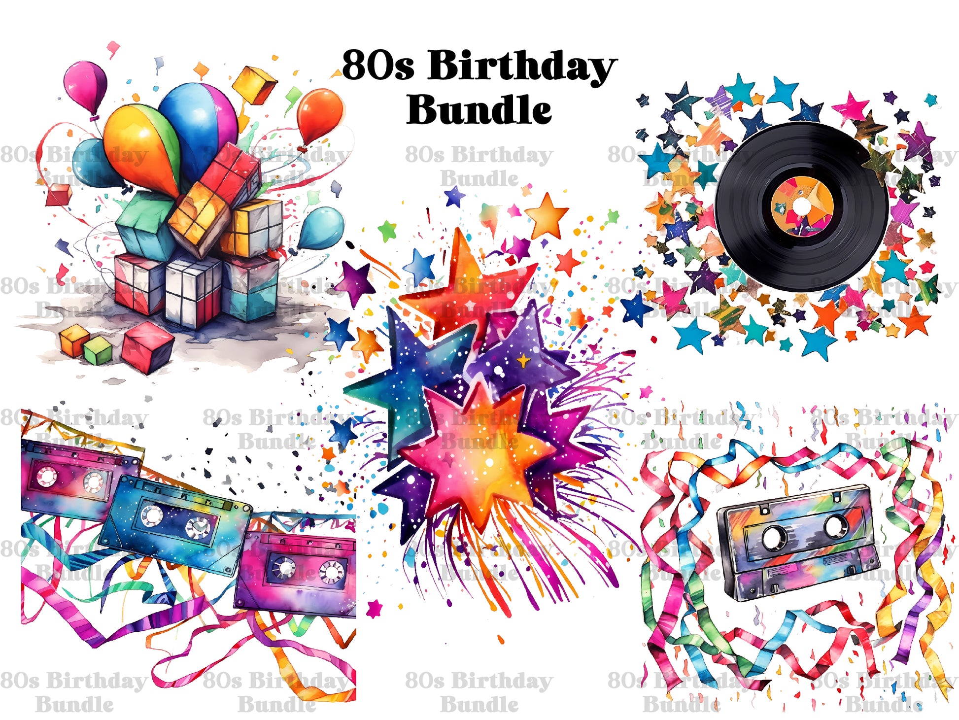 80s Birthday Clipart - CraftNest