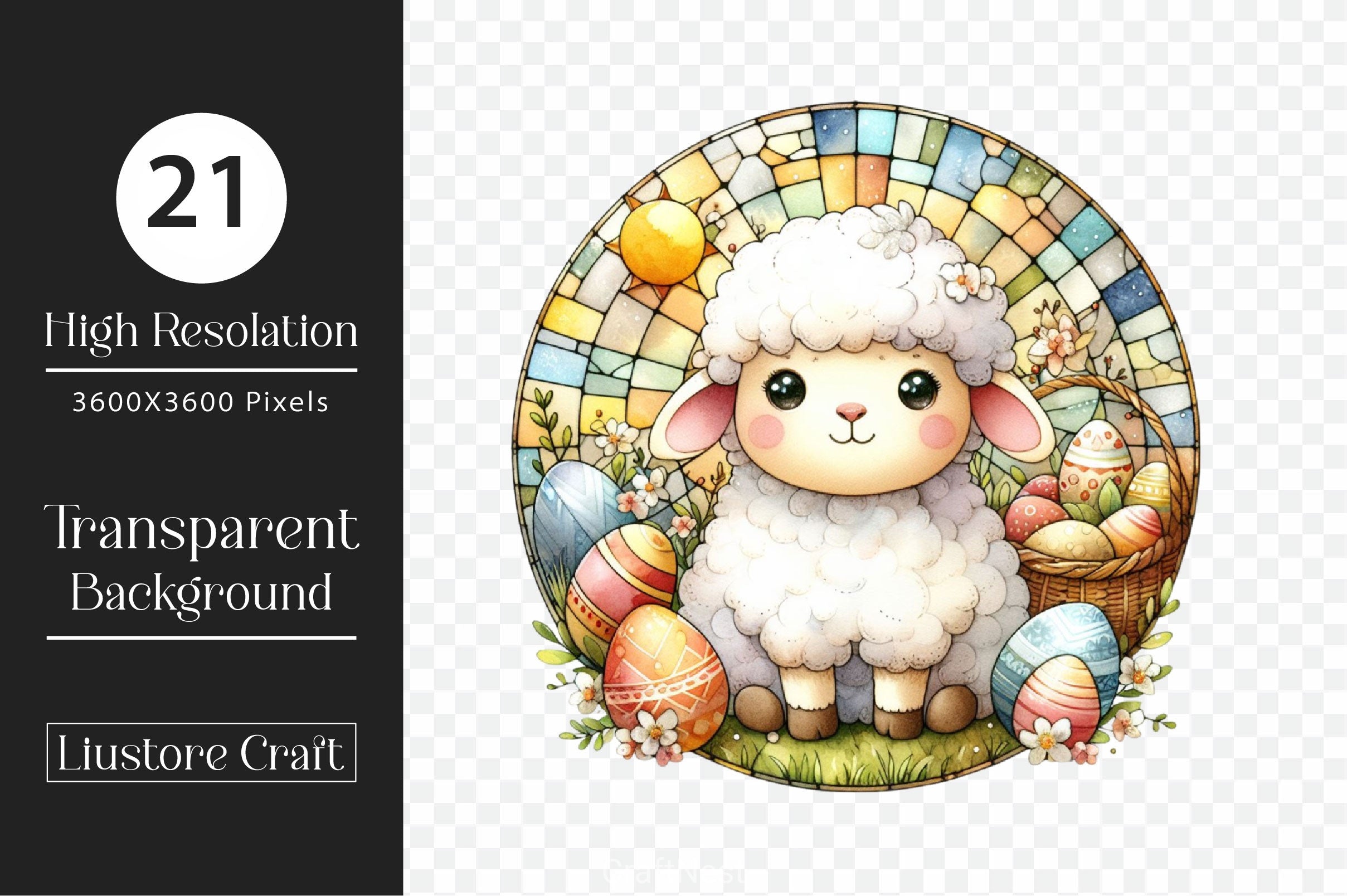 Stained Glass Easter Sheep Clipart Bundle - CraftNest - Digital Crafting and Art