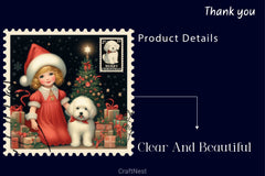 Christmas Girl Postage Stamps Clipart Bundle 2 - CraftNest - Digital Crafting and Art