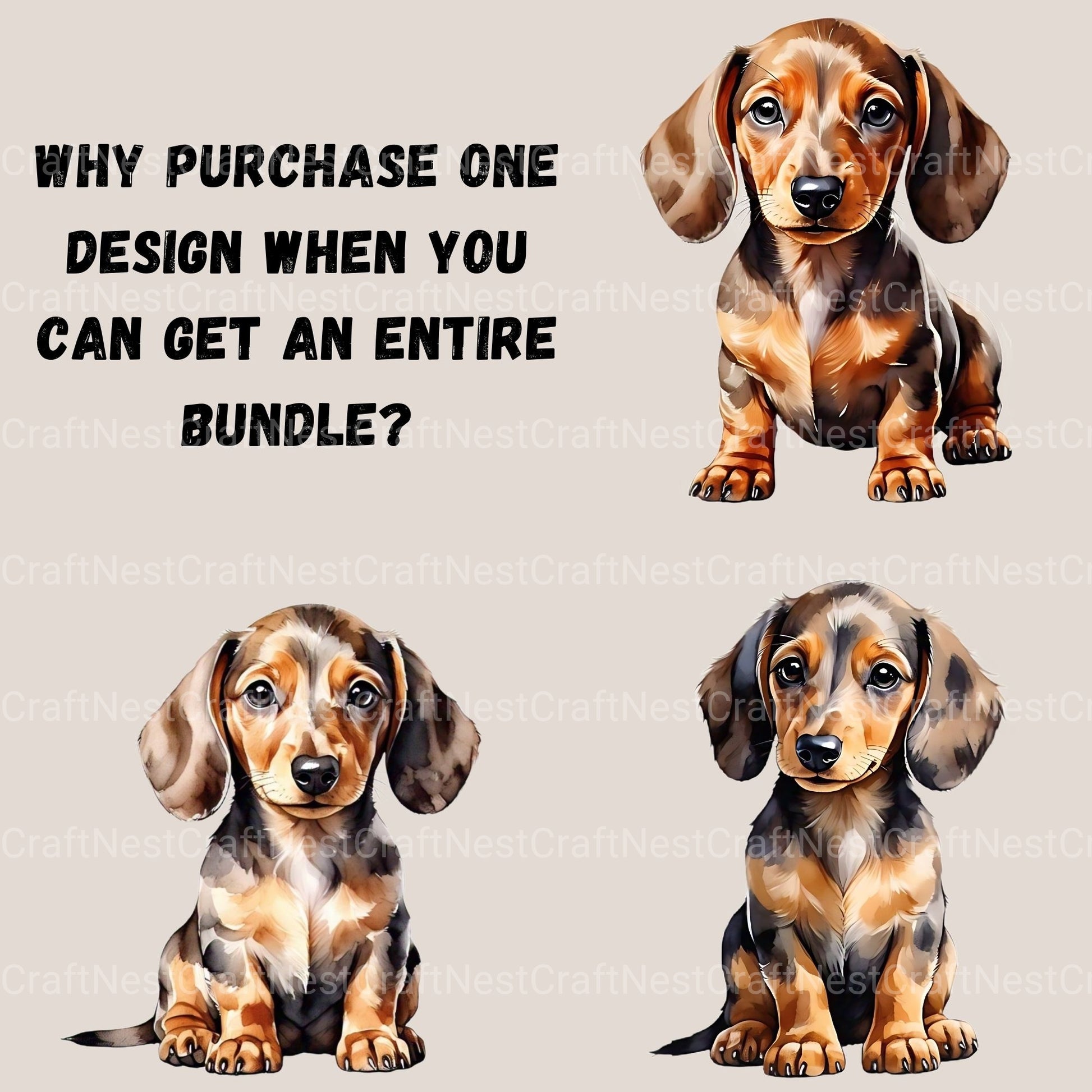 Dachshund Puppies Clipart Bundle 1 - CraftNest - Digital Crafting and Art