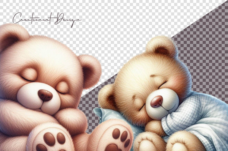 Sleeping Teddy Bears Clipart Bundle - CraftNest - Digital Crafting and Art