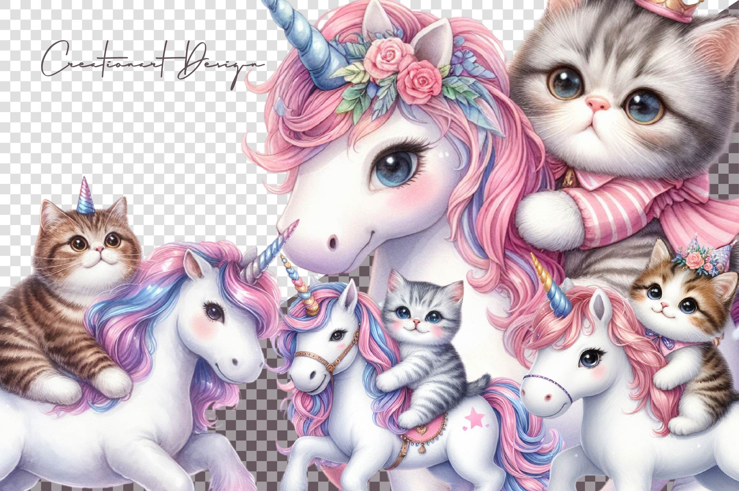 Cat Riding Unicorn Clipart Bundle - CraftNest - Digital Crafting and Art