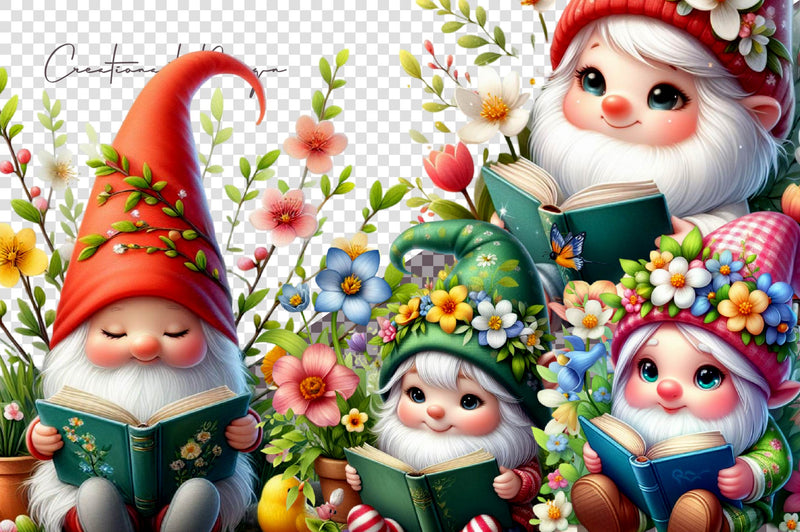 Spring Gnomes Clipart Bundle - CraftNest - Digital Crafting and Art